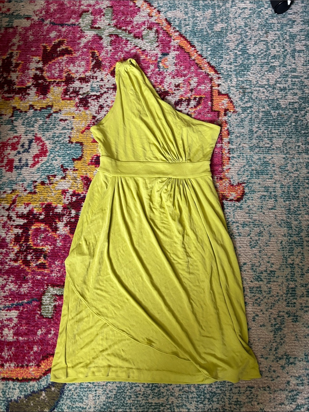 Diane Von Furstenberg One-Shoulder Lime Green Dress